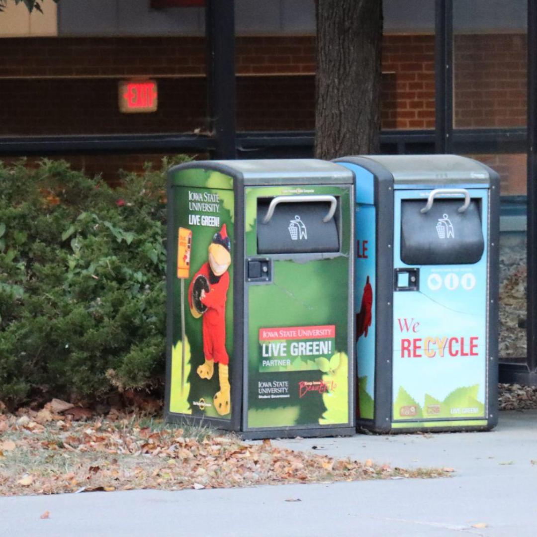 Image of outdoor trash and recycling