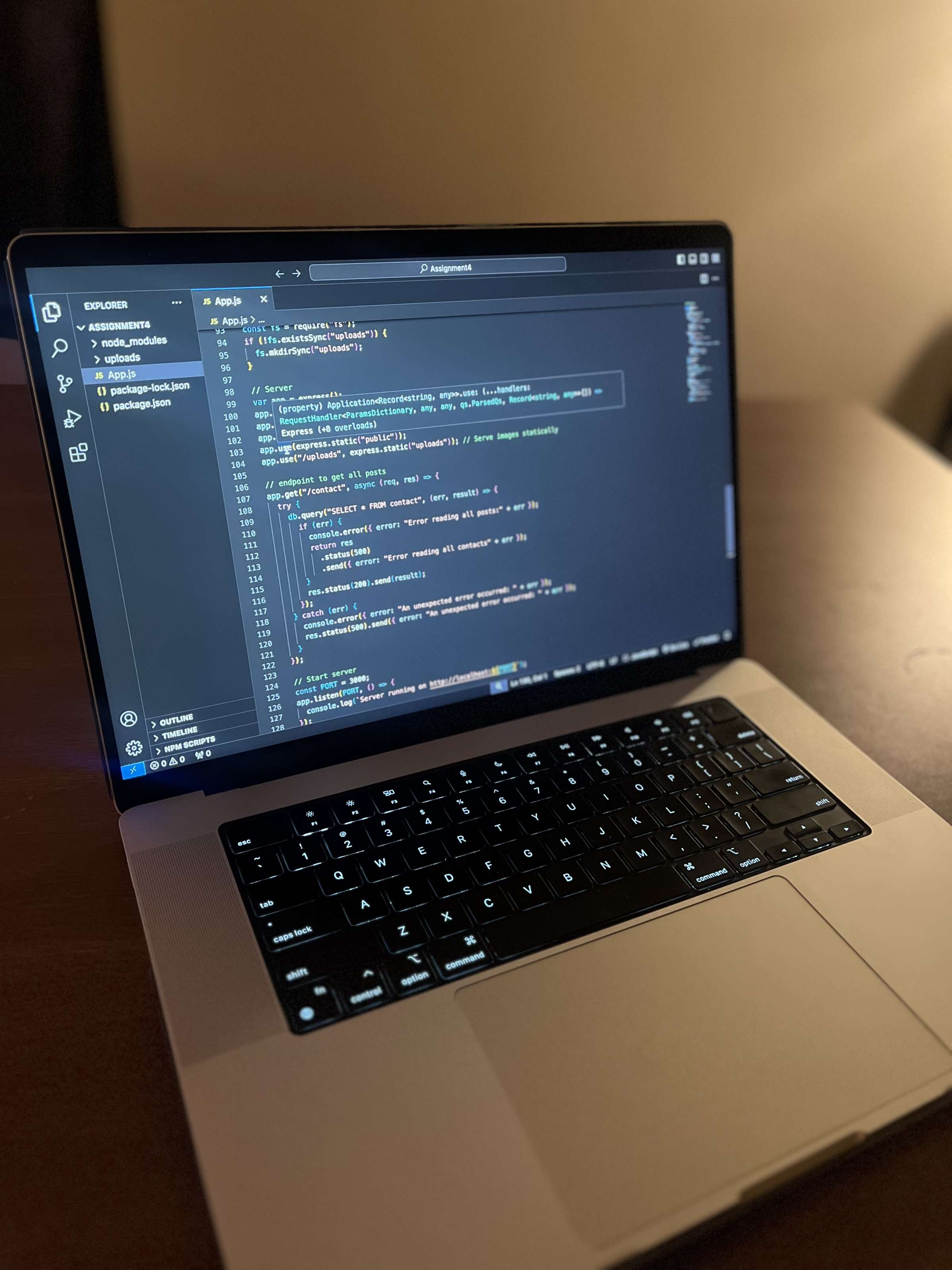 Laptop with coding application on it.